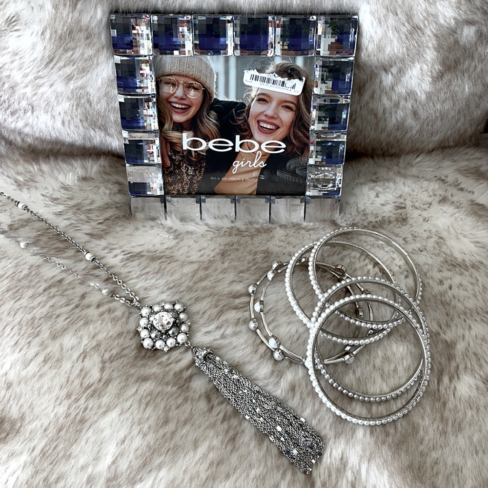 Bebe Girls Clear Stone Picture Frame